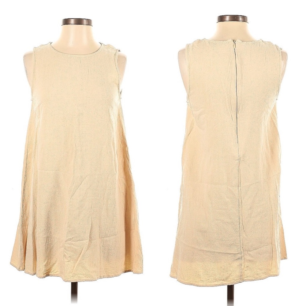 Papermoon Womens Dress Size Small Tan Sleeveless Linen Blend Minimalist Chic